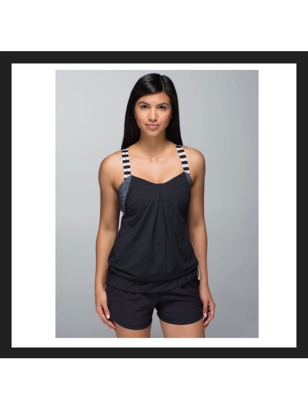 lululemon athletica Black Tank with Striped Racerback